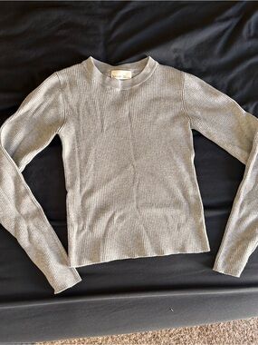 Be cool Ribbed Crewneck Long-Sleeve Top - Light Gray Women’s Small